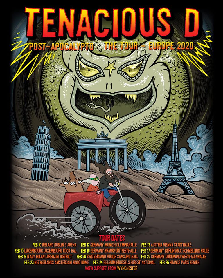 Tenacious D Post Apocalypto The Tour Europe 2020 Poster- Bingo Merch Official Merchandise Shop Official